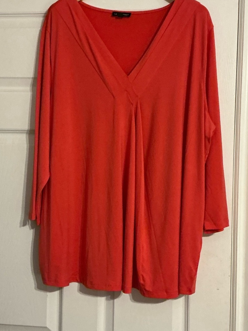 Lane Bryant Plus Size V-Neck Long Sleeve Coral Tunic Top